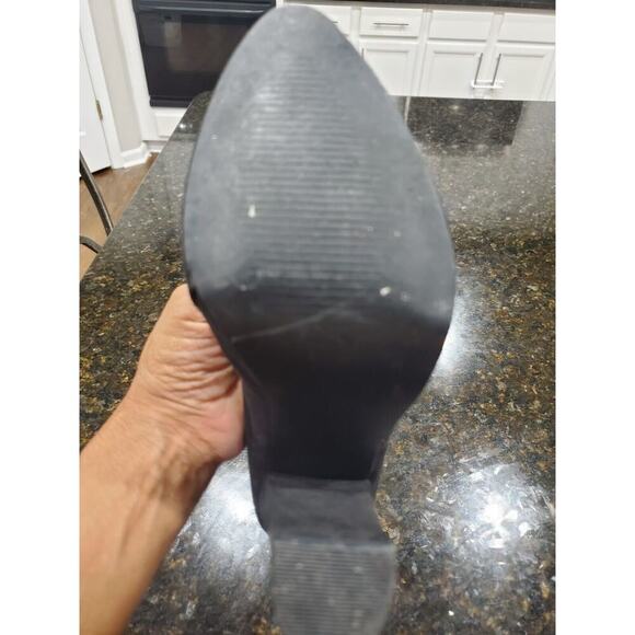 Women's Black Suede Upper Closed Toe Block High Heels Casual Boots Size 8.5 M - Picture 12 of 12